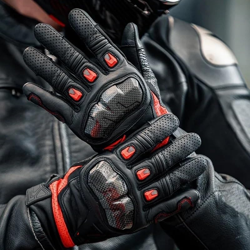 Guanti Moto Guanti da moto Touchscreen in pelle traspiranti interi protettivi for dita corsa Pit Bike Moto Enduro