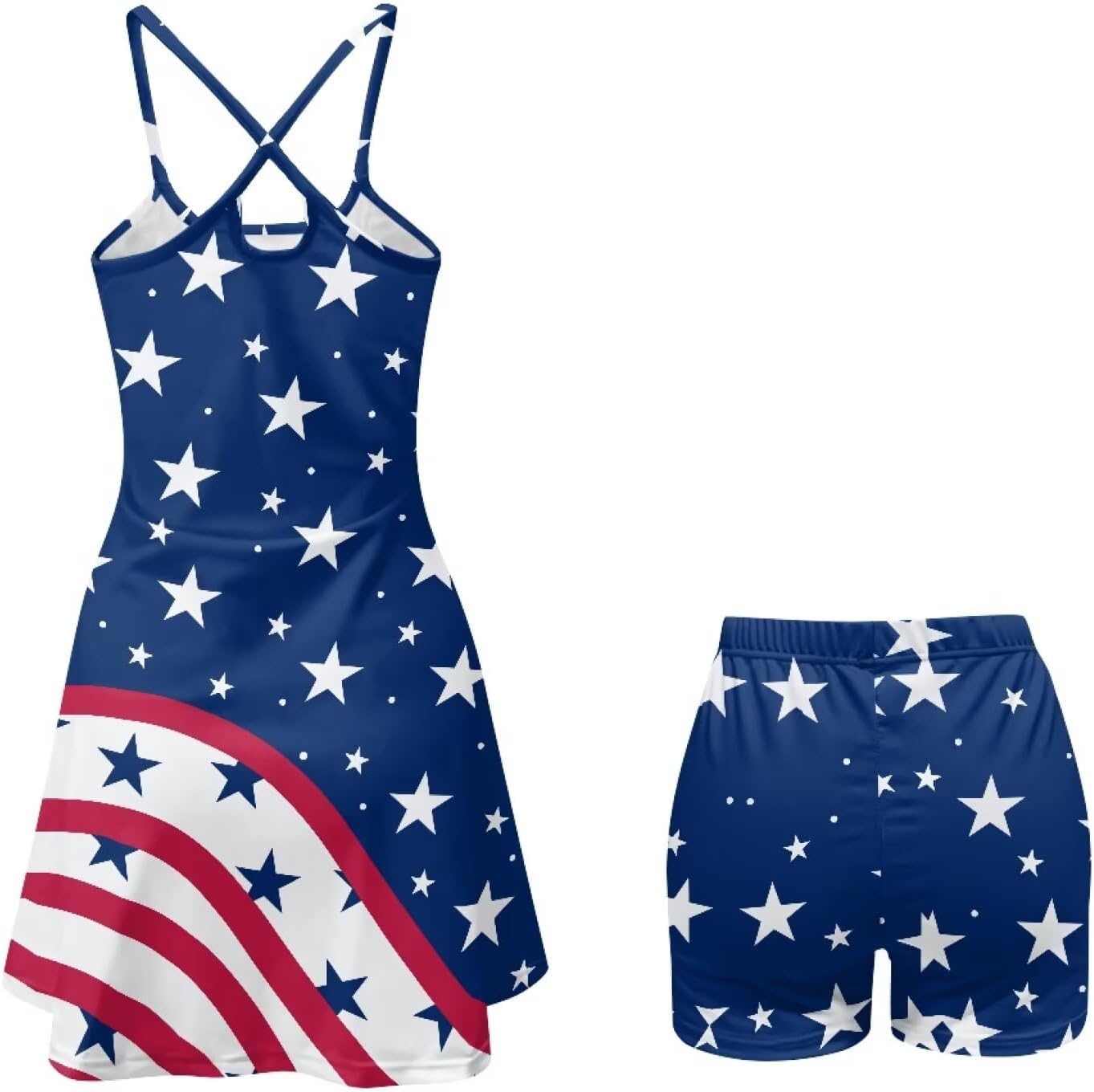 Women's Tennis Dress with Built-in Shorts Pocket Sleeveless Athletic Golf Outfit 2 Piece Set for Workout