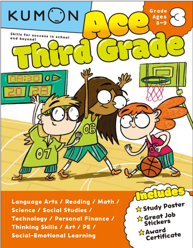 Kumon Ace Third Grade-Includes Study Poster, Great Job Stickers and Award Certificate