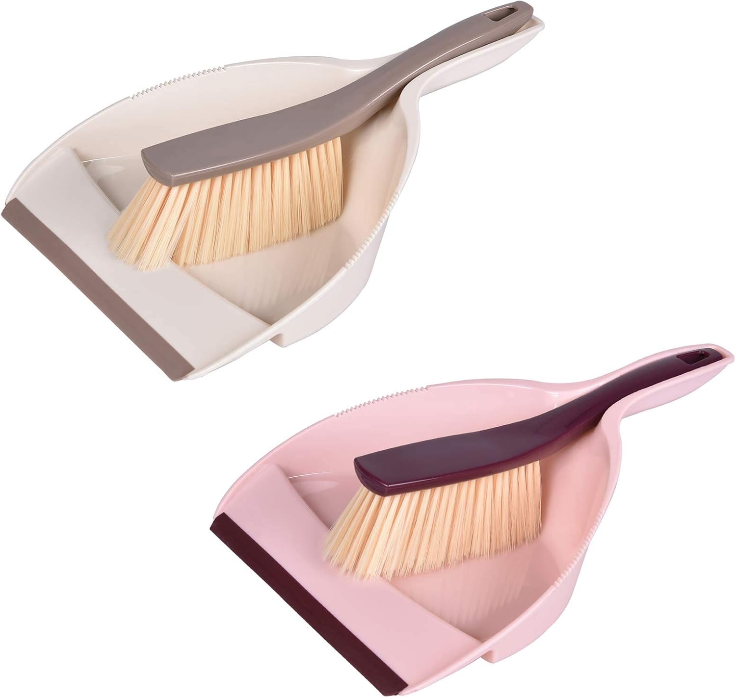 Mini Hand Dustpan and Brush, Multi-Functional Portable Snap-on Dustpan Set, Cleaning Tool for Floor, Desk, Sofa, Car 2-Pack Green and Beige : Health & Household