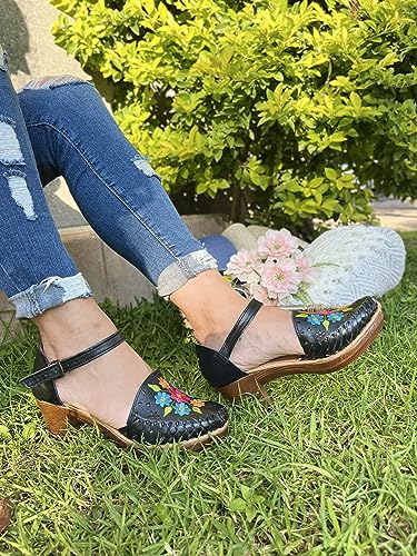 Colores De Mexico Mx Mexican Leather Shoes With Embroidered Flowers, With Heels For Women thumb #7