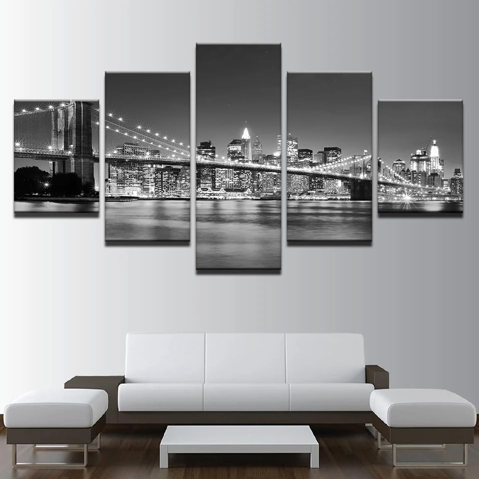 Tableau de New York 5 pièces pour habiller un grand mur vide de chambre