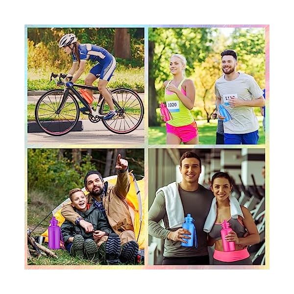 Bokon 60 Pcs 18 oz Bulk Water Bottles for Kids Reusable Water Bottles Sports Plastic Water Bottle with Strap Squeeze Neon Water Bottles for Kids Bike Team Students Summer School Classroom Gift - Image 7
