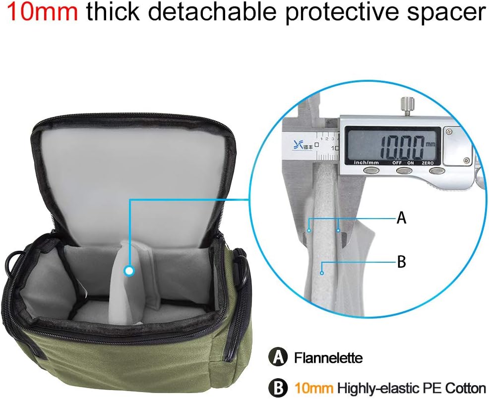 CADeN Compact Camera Shoulder Crossbody Bag Case Compatible for Nikon, Canon, Sony SLR/DSLR Mirrorless Cameras and Lenses Waterproof(1.0 S, Green)