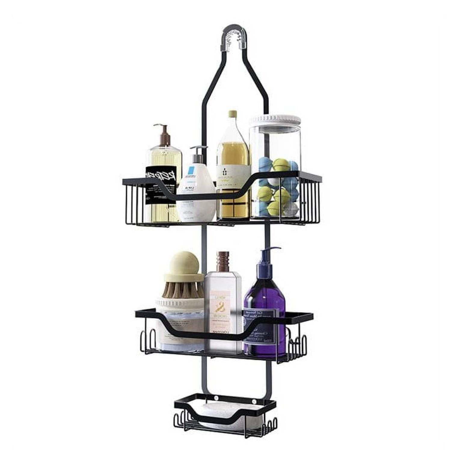 Shower Caddy Over Door Hanging Organizer - Large Rustproof Aluminum Shower Caddy with 12 Hooks 3 Baskets -