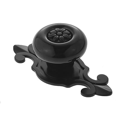 YUYIKES 12Pcs Vintage Ceramic Cabinet Knobs Handles Pulls for Drawer Closet Dresser Cupboard Wardrobe Furniture Door Kitchen (Black)