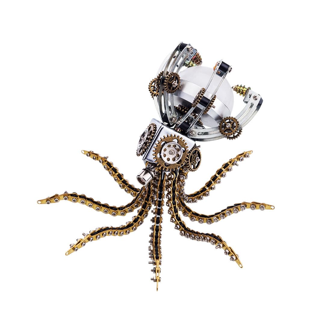 1060PCS Steampunk Octopus 3D Metal Puzzle Model Kit with Flexible Tentacles, Collectible Ornament & Lamp, DIY Mechanical Assembly Home Décor for Adults Teens