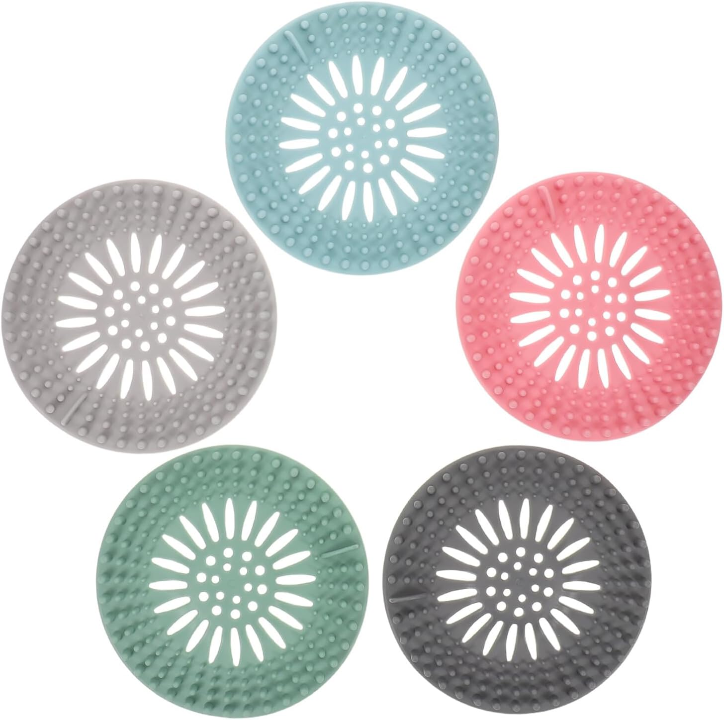 Kitchen Sink Drain Filter Basket and Bathroom Hair Catcher Strainer, Anti-Clogging Multi-Colored Pack of 4, Sturdy Sink Drain Filter for Shower and Tub