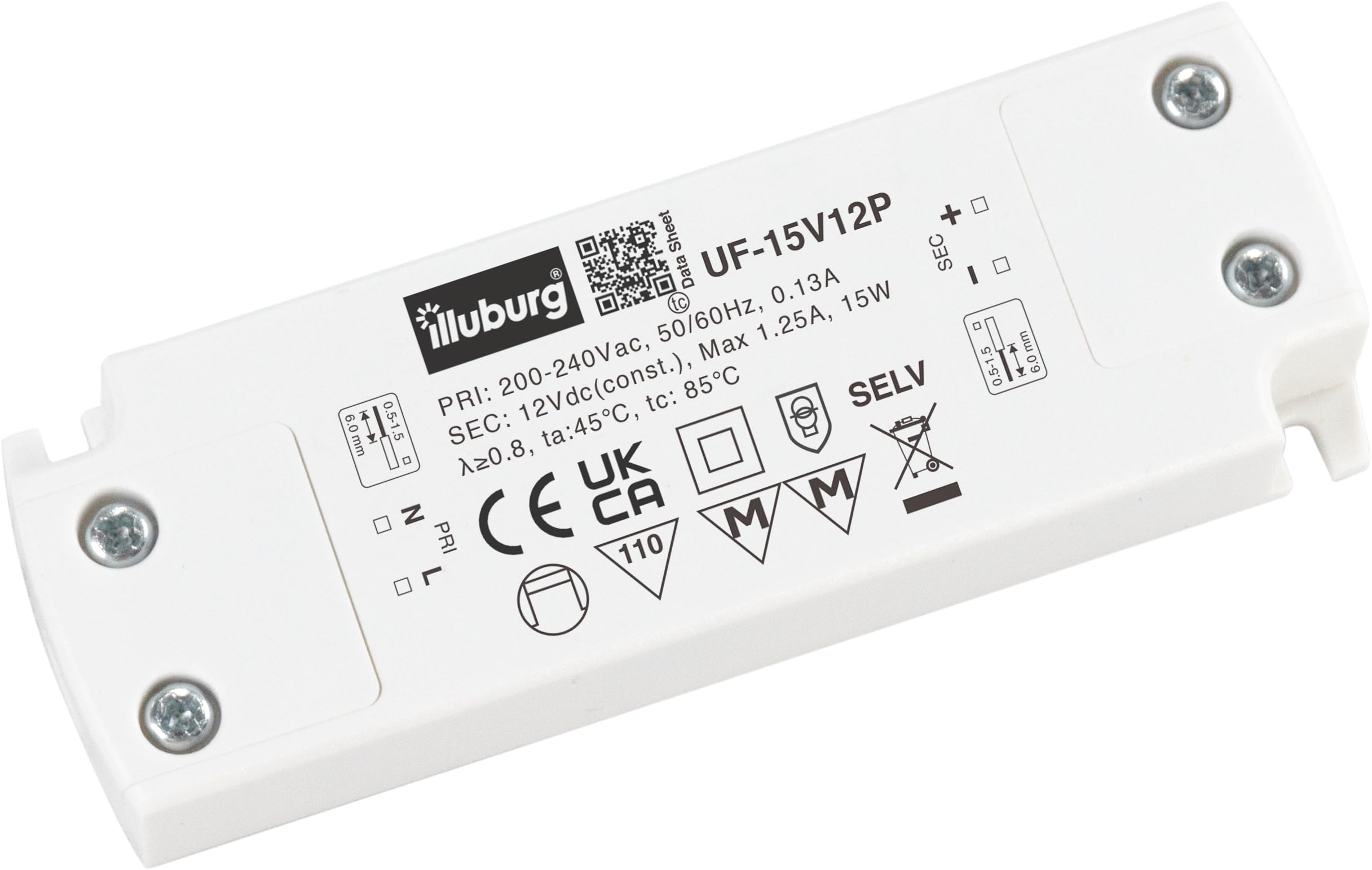 illuburg LED Driver 12V 15W Slim Flickerfree for LED Strip Spot Light LED Power Supply Transformer