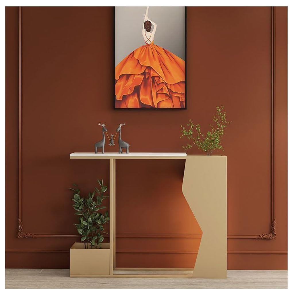 ENGENDER Console Tables Modern Entryway Table Iron Foyer Hallway Creative Marble(B,Longitud 100W25H80cm)