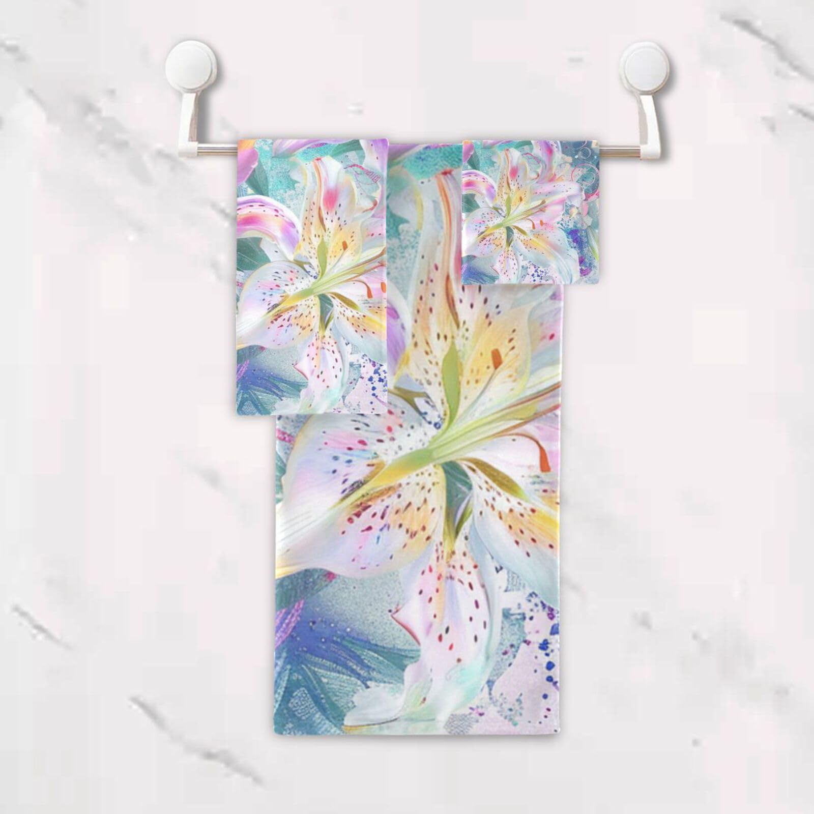 Boho kwiat kwiatowy retro jasne tajemnicze czyszczenie ręczniki do twarzy zestaw 3 sztuk, 1 ręcznik kąpielowy 1 ręcznik do rąk 1 ściereczka do jogi łazienki kuchni