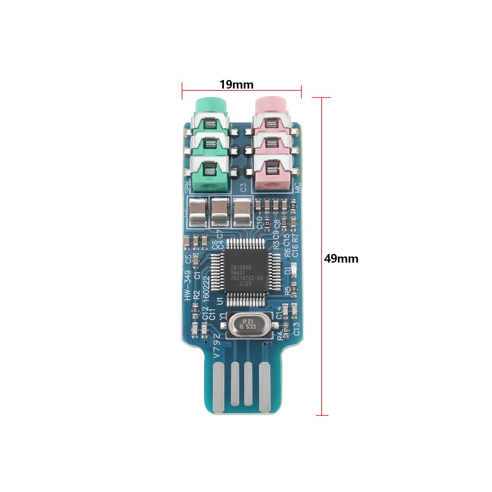 2 Pz CM108 USB Scheda Audio Chip Drive Scheda Audio Gratuita Comoda Scheda Audio Stereo Esterna Crystal Per Computer Portatile 49x19x8mm