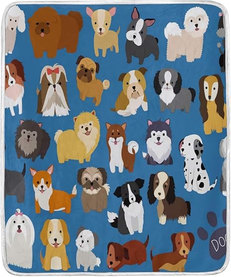 Amazon マキク Makiku ひざ掛け ブランケット おしゃれ ふわふわ 大判 ２枚合わせ 犬柄 動物柄 マイクロファイバー 暖かい 洗える 発熱 保温 130ｘ150 ひざ掛け ハーフケット オンライン通販