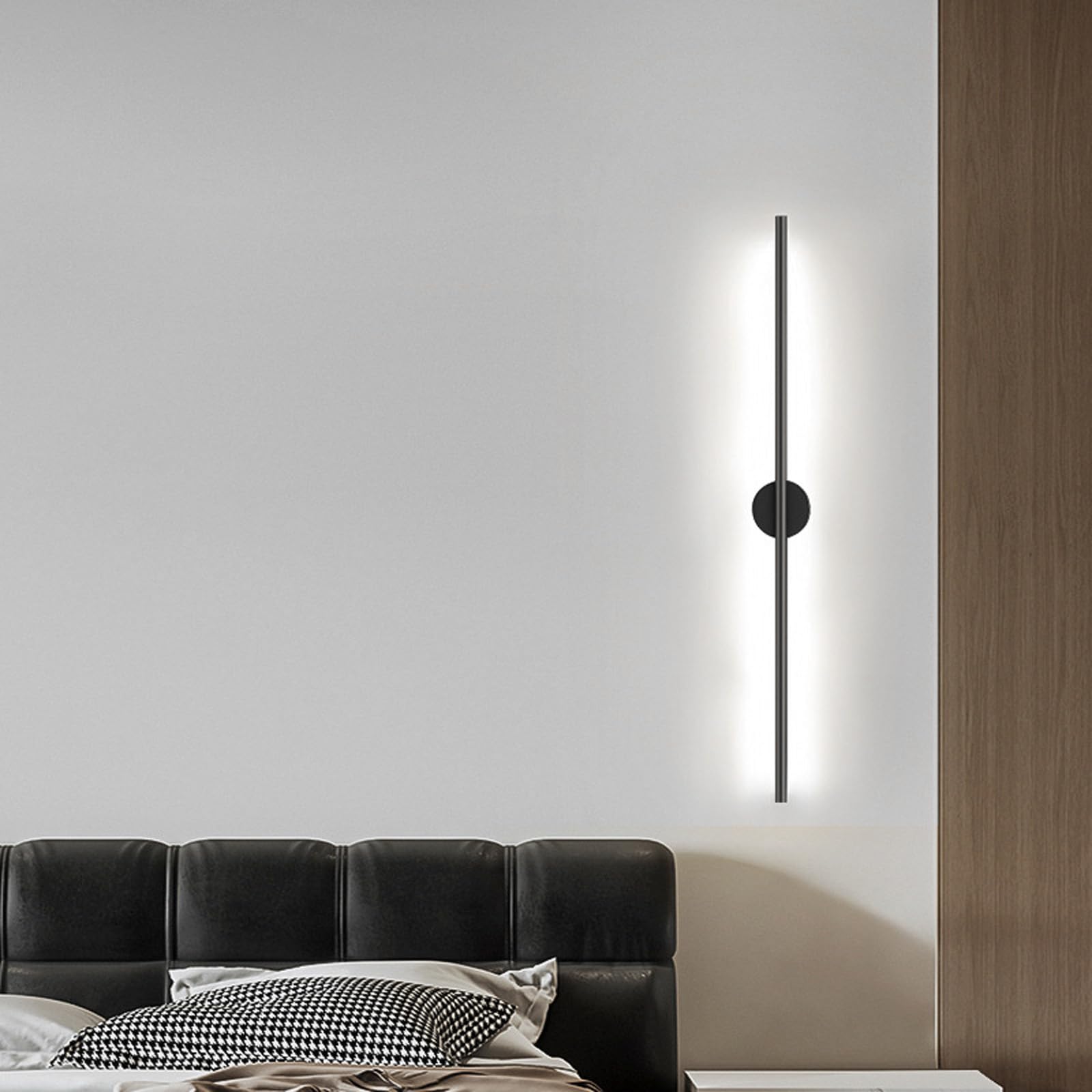 HCZKIUJY Nordic Style LED Wall Sconce Light - Long Decorative Wall Mounted Lighting Fixture with Ambient Background Illumination for Living Room, Corridor, Bedroom, Hallway (Blackwhite Light-120cm)