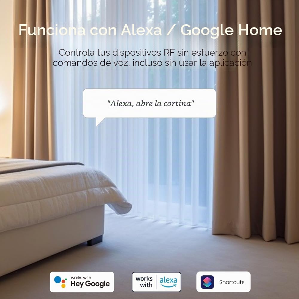 eHome HA Wi-Fi Smart RF Mando Universal, Controlador RF para Interruptores de Luz, Ventiladores de Techo, Motores de Persiana, RF2MQTT Home Assistant, Compatible con Alexa y Google Home