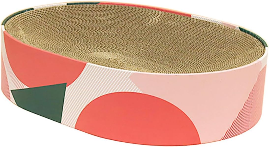Gadpiparty Oval Sturdy Cat Scratcher Pad and Lounger Corrugated Cardboard Cat Scratching for Kittens