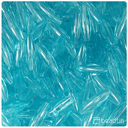 BeadTin Light Turquoise Transparent 19mm Spaghetti Craft Beads (200pcs)