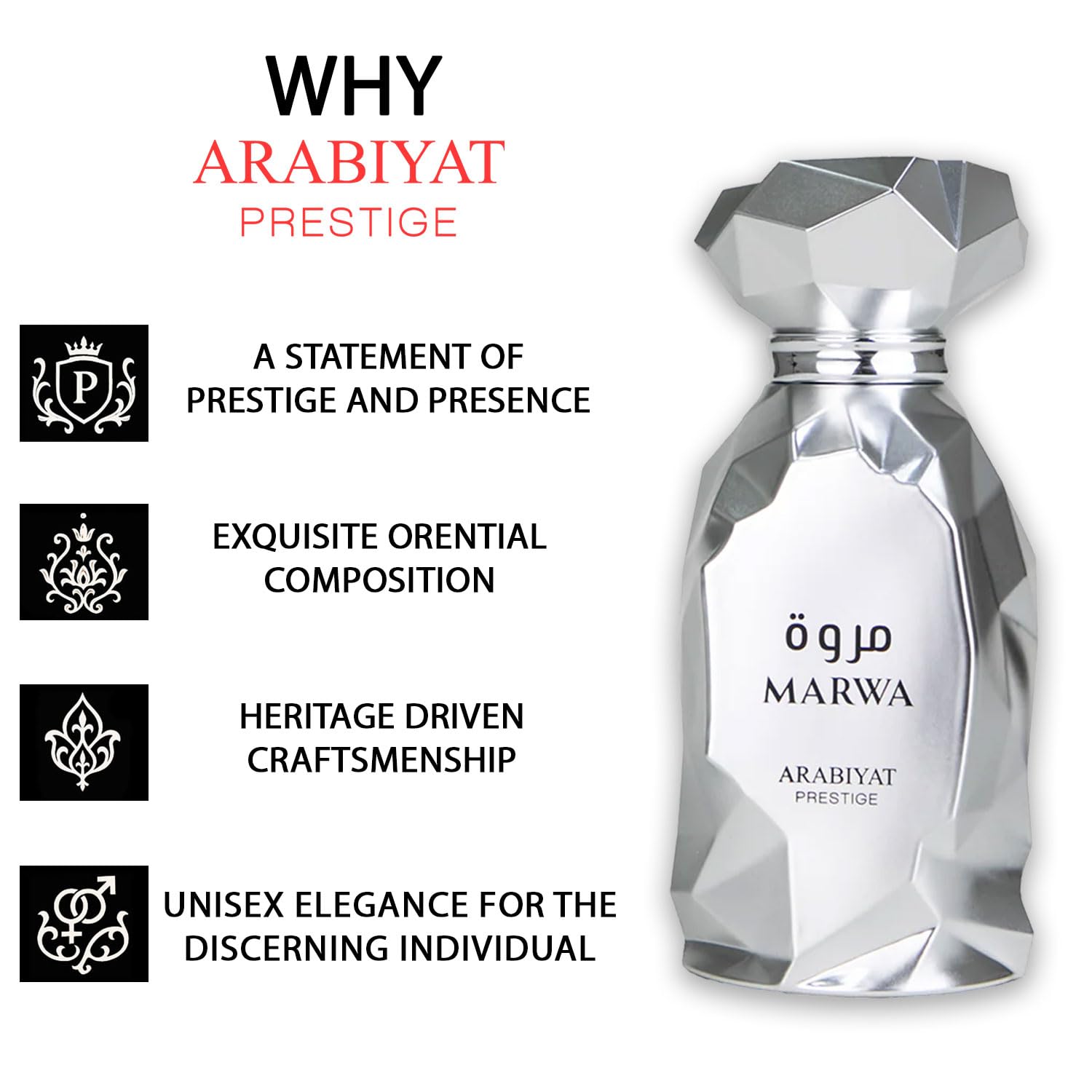 Arabiyat Prestige Marwa Eau de Parfum, 100 ml, Silber