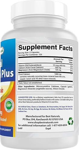 Miniatura 6 de Best Naturals Coral Calcium Plus 1000 mg 250 cápsulas