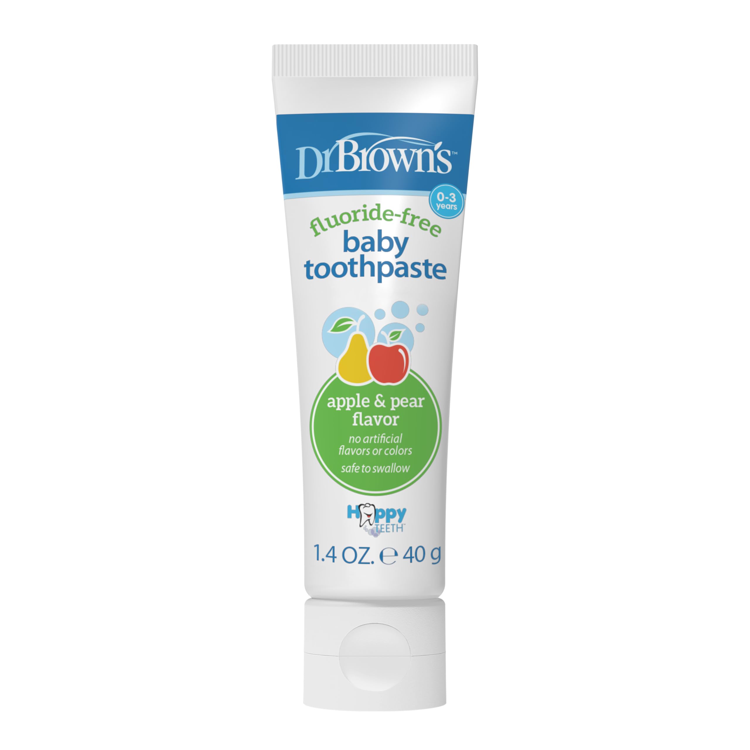 Dr. Brown’s Fluoride-Free Baby Toothpaste, Infant & Toddler Oral Care Apple Pear 1-Pack 1.4oz/40g, 0-3 years - 2