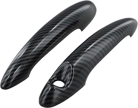 2 Pack Black Carbon Fiber Door Handle Covers For MINI Cooper S R50 R53 R55 R56 R57 R58 R59 R61, ABS Exterior Moulding Trim