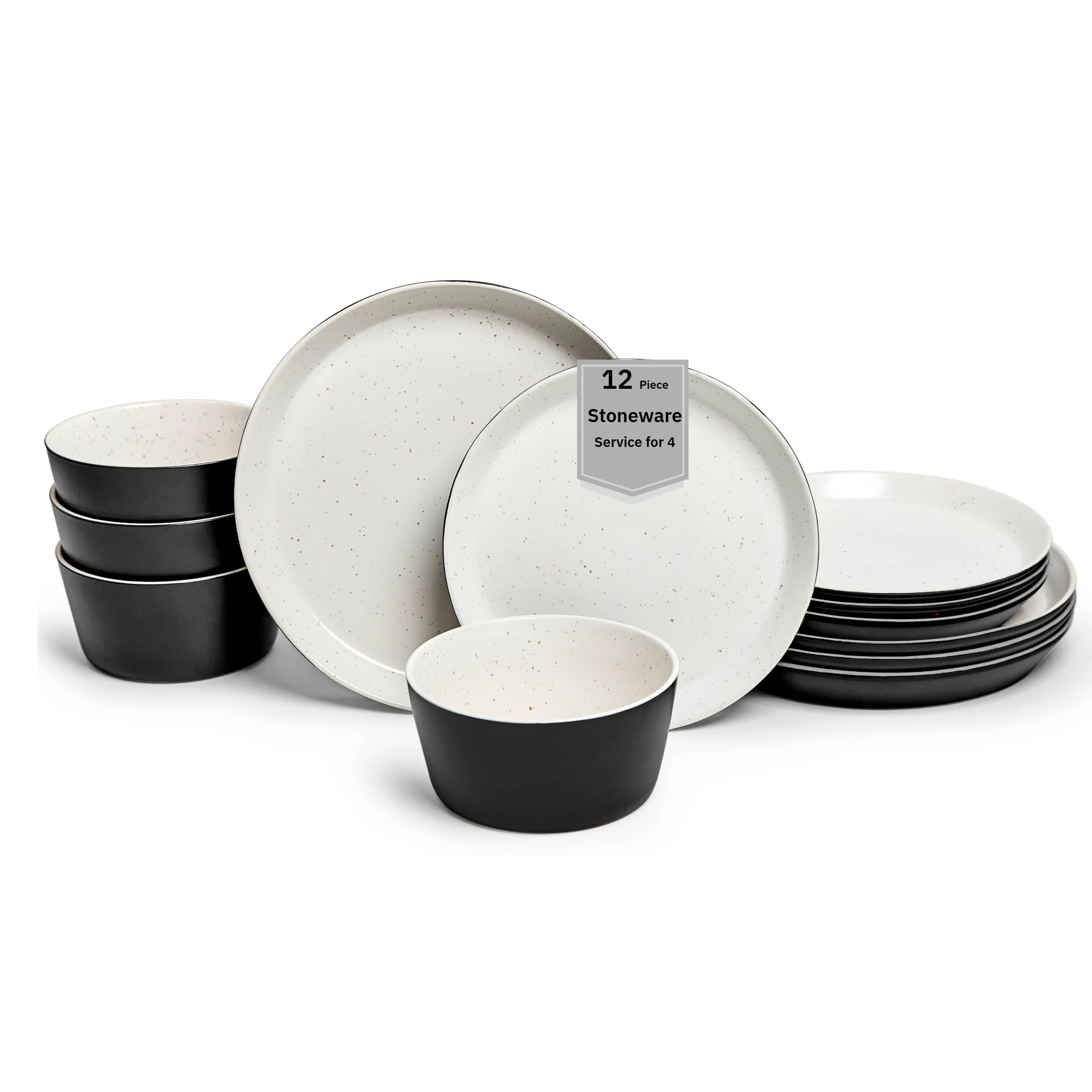 Amazon.com | Sango 12-Piece Stoneware Dinnerware Set for 4, Modern