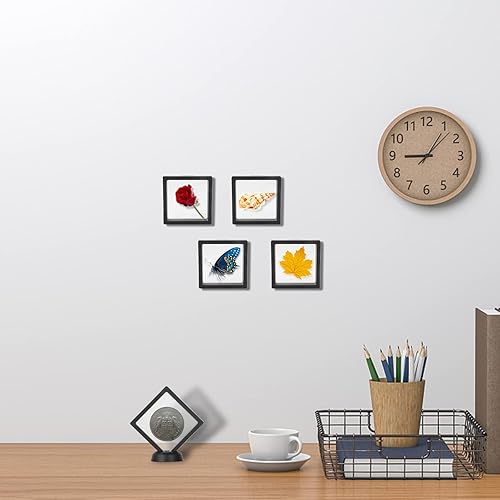 Miniatura 7 de Vitrina flotante 3D, paquete de 12 vitrinas para monedas, exhibición de monedas de desafío con base, soporte de exhibición de marco flotante 3D de