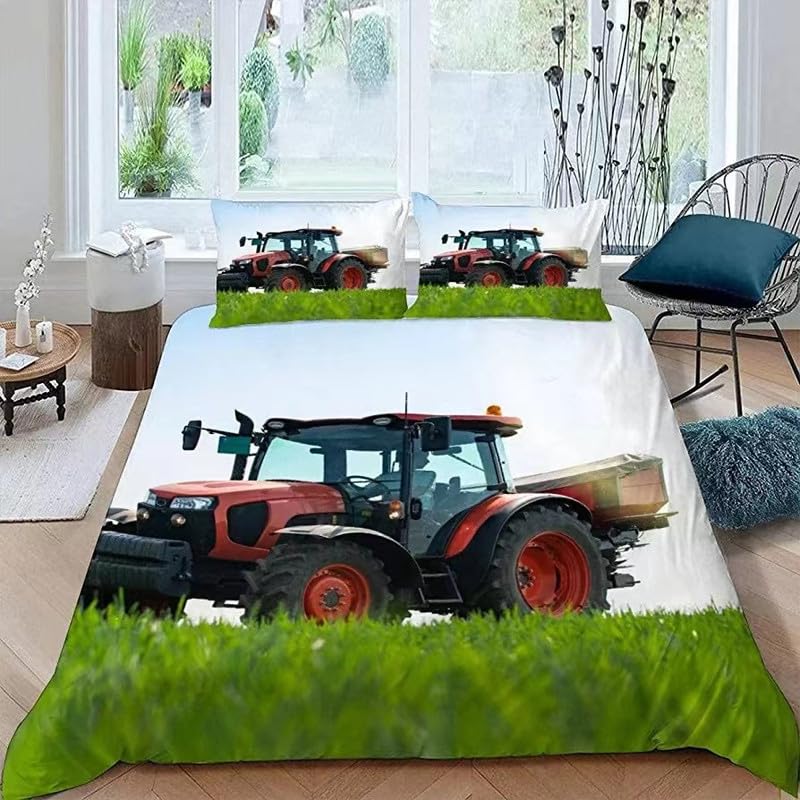Cadeau homme tracteur vert avec cette parure de lit 240x260 cm en microfibre douce