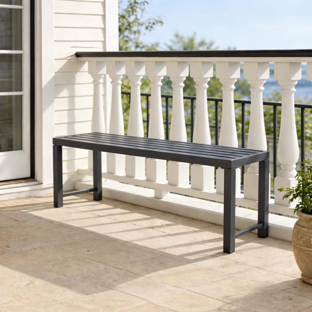 Hanamako Grey Metal Backless Bench Review: Best Weatherproof Outdoor Bench for Patio, Garden & Backyard