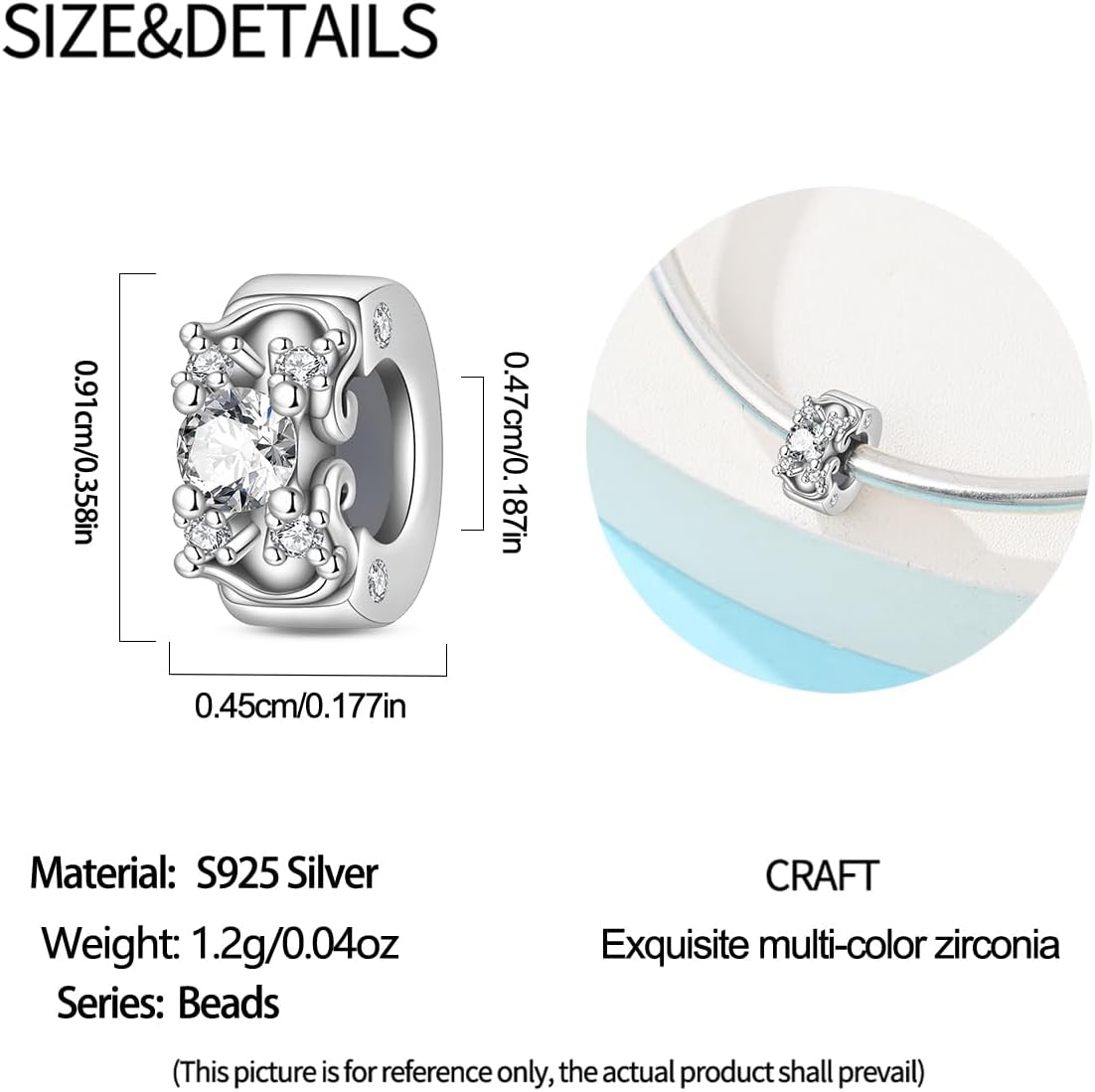 Stopper Beads Fit For Pandora Bracelets, Sterling Silver Spacer Charms For Bracelets, Hypoallergenic Bead Charm For Jewelry Diy Gifts For Women - Image 2