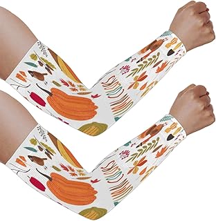 Mangas de braço com proteção solar UV para homens e mulheres, mangas azuis de abóbora protegem os braços esportes mangas de braço proteção solar mangas de braço capa protetora UV, Abóbora