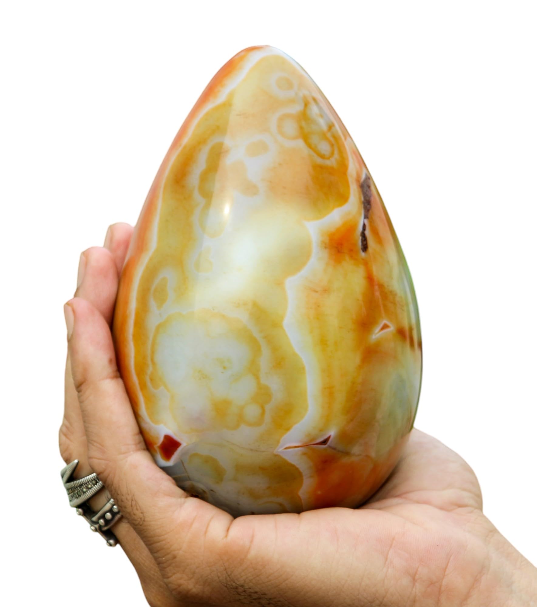 A+Huevo de piedra grande metafísica curativa de chakras de cristal de cornalina con bandas rojas naturales pulidas (140 mm/1360 g) para meditación, Feng Shui, aura, para interiores, decoración del