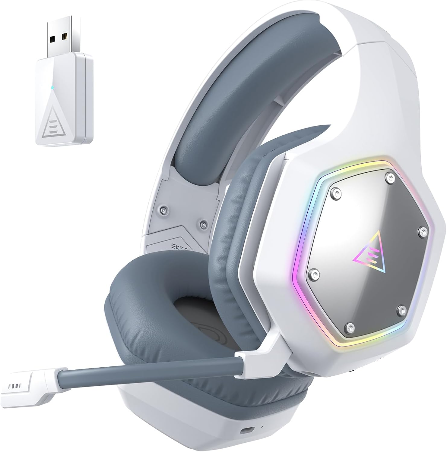 EKSA E1000WT Wireless Gaming Headset,2.4GHz USB Gaming Headphones with Microphone for PC, PS5, PS4, Nintendo Switch, 7.1 Surround Sound Gaming Headset, RGB Light, Ergonomic Design for Birthday Gift EKSA E1000WT Wireless Gaming Headset,2.4GHz USB Gaming Headphones with Microphone for PC, PS5, PS4, Nintendo Switch, 7.1 Surround Sound Gaming Headset, RGB Light, Ergonomic Design for Birthday Gift