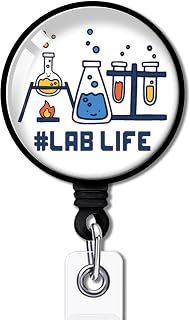 YAZMEEN Lab Technician Retractable Badge Reel with Alligator Clip Lab Life ID Card Badge Holder Cute Lab Tech Beaker Badge Funny Badge Reel Gift for Medical Laboratory Science Scientist Nurse Doctor