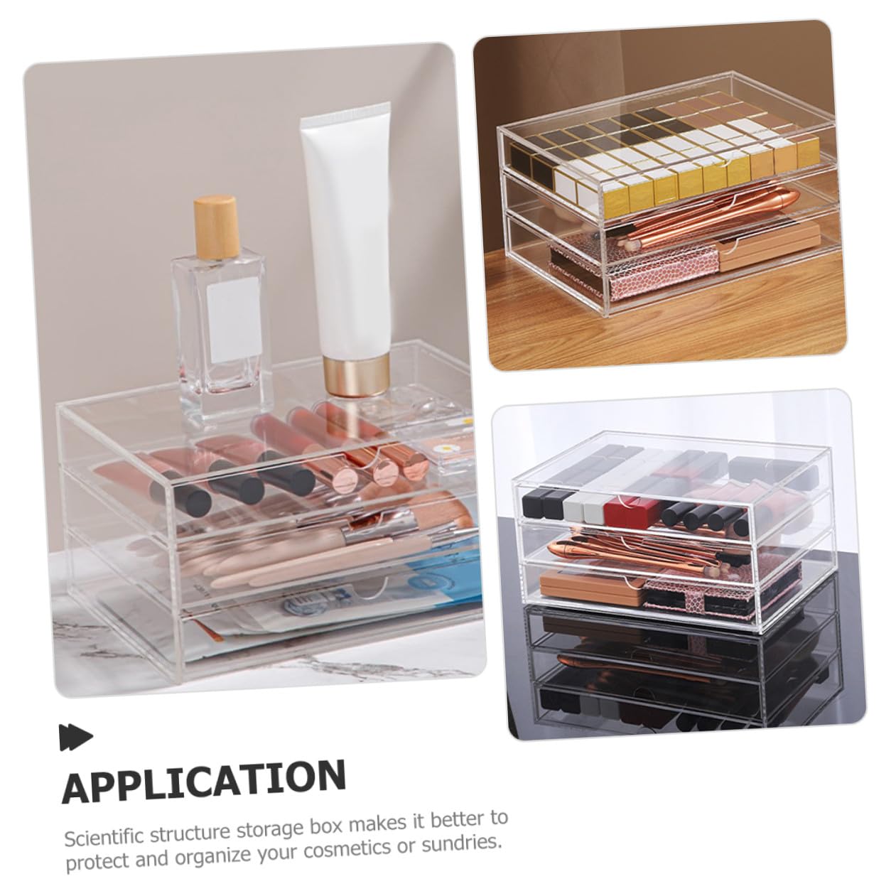 Artibetter Organizer da Scrivania in Acrilico Trasparente Strati Contenitore per Trucchi e Cosmetici Design Pratico e Salvaspazio per Piccoli Oggetti