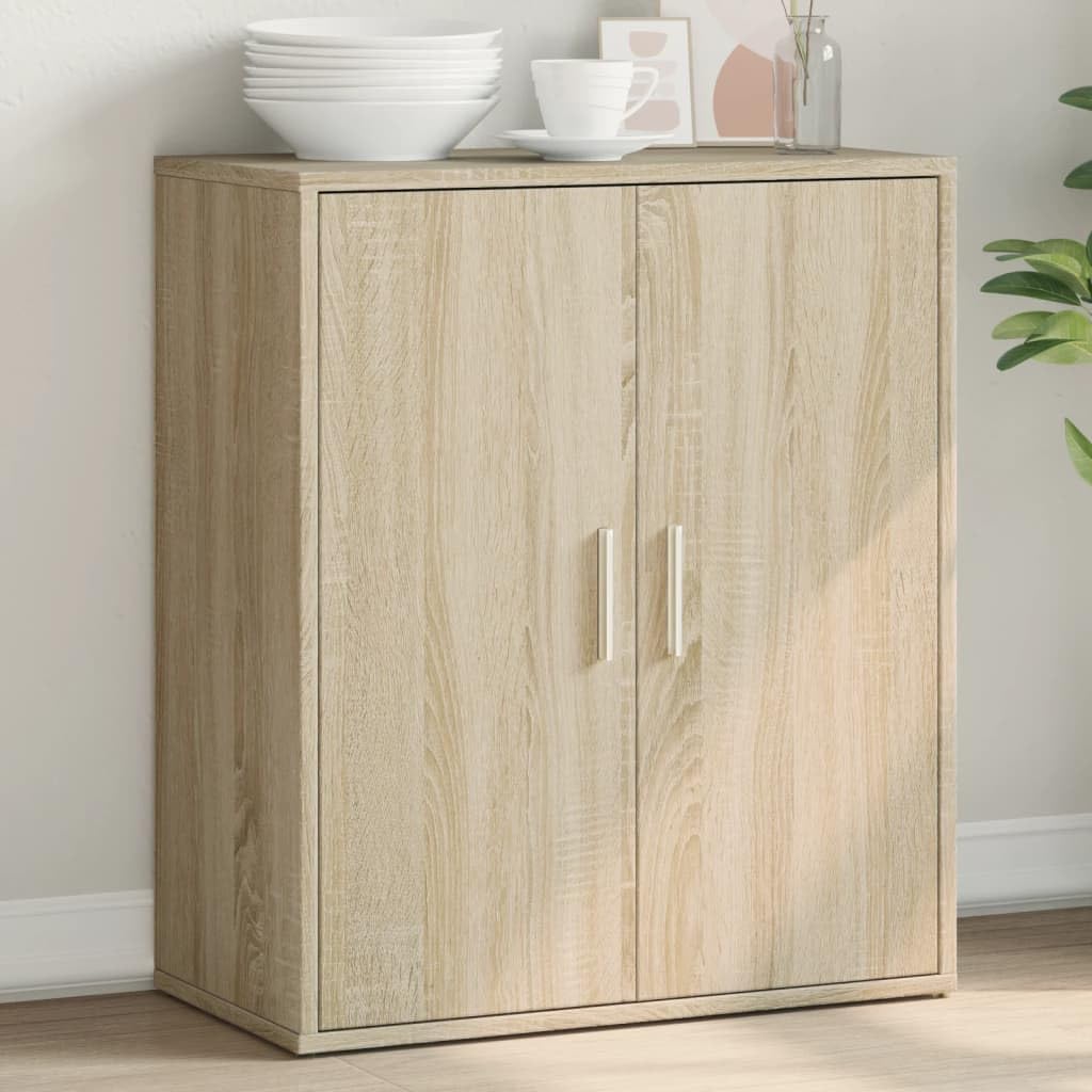 LAPOOH Kredens dąb Sonoma 60 x 31 x 70 cm materiał drewnopochodny, komoda do sypialni, komody i kredensy, szafka do salonu, komoda, korytarz, meble pokojowe - 840459