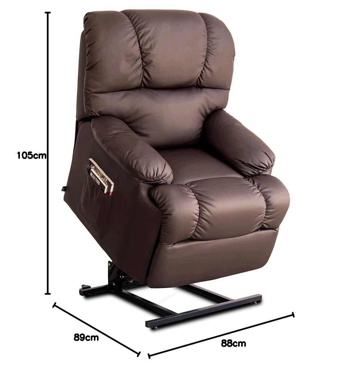 Astan Hogar Modelo Automático Lift Up AH-AR10100CH - Sillón Relax con Función Auto-Ayuda (Levanta Personas), Reclinación Eléctrica, Masaje Y Termoterapia, Cuero, Color Chocolate, 97 x 84 x 102 cm