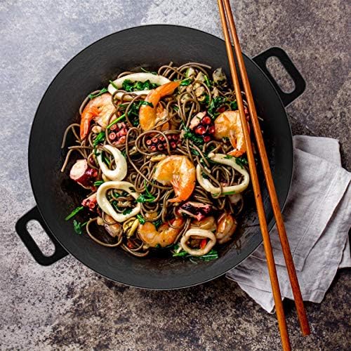 Cast Iron Wok-14” Pre-Seasoned, Flat Bottom Cookware with Handles-Compatible with Stovetop, Oven, Induction, Grill, or Campfire by Classic Cuisine, (82-KIT1088) - Thumbnail 5
