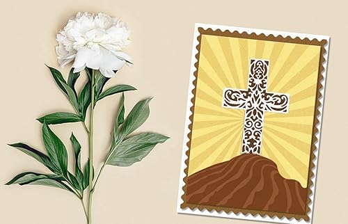 Miniatura 5 de 2 piezas de troqueles de religión de Navidad para hacer tarjetas, troqueles de corte de marco de cruz de encaje hueco, plantillas de troqueles de