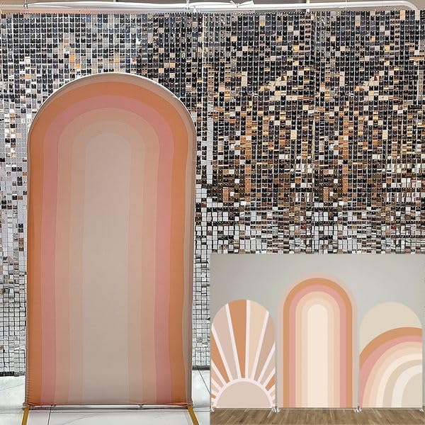 Spandex Arch Backdrop Cover Curved Top‌ Arch Frame Stand Background Rainbow Cover for Birthday Baby Shower Party Decoration,2.6x6ft