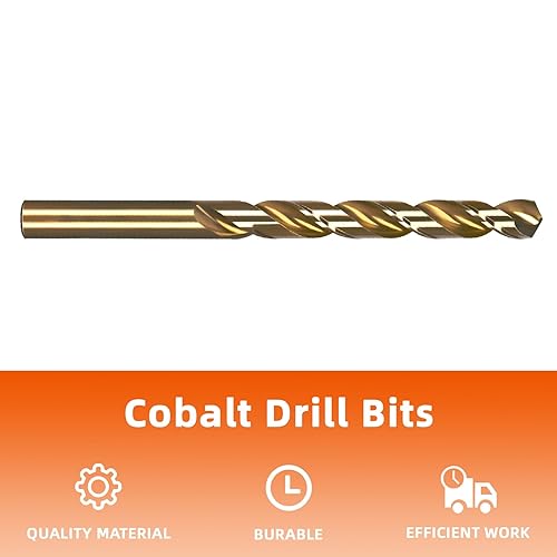 Miniatura 3 de Broca de cobalto de 0.433 in, brocas de metal M35 HSS, para metal duro, acero inoxidable, 2 unidades
