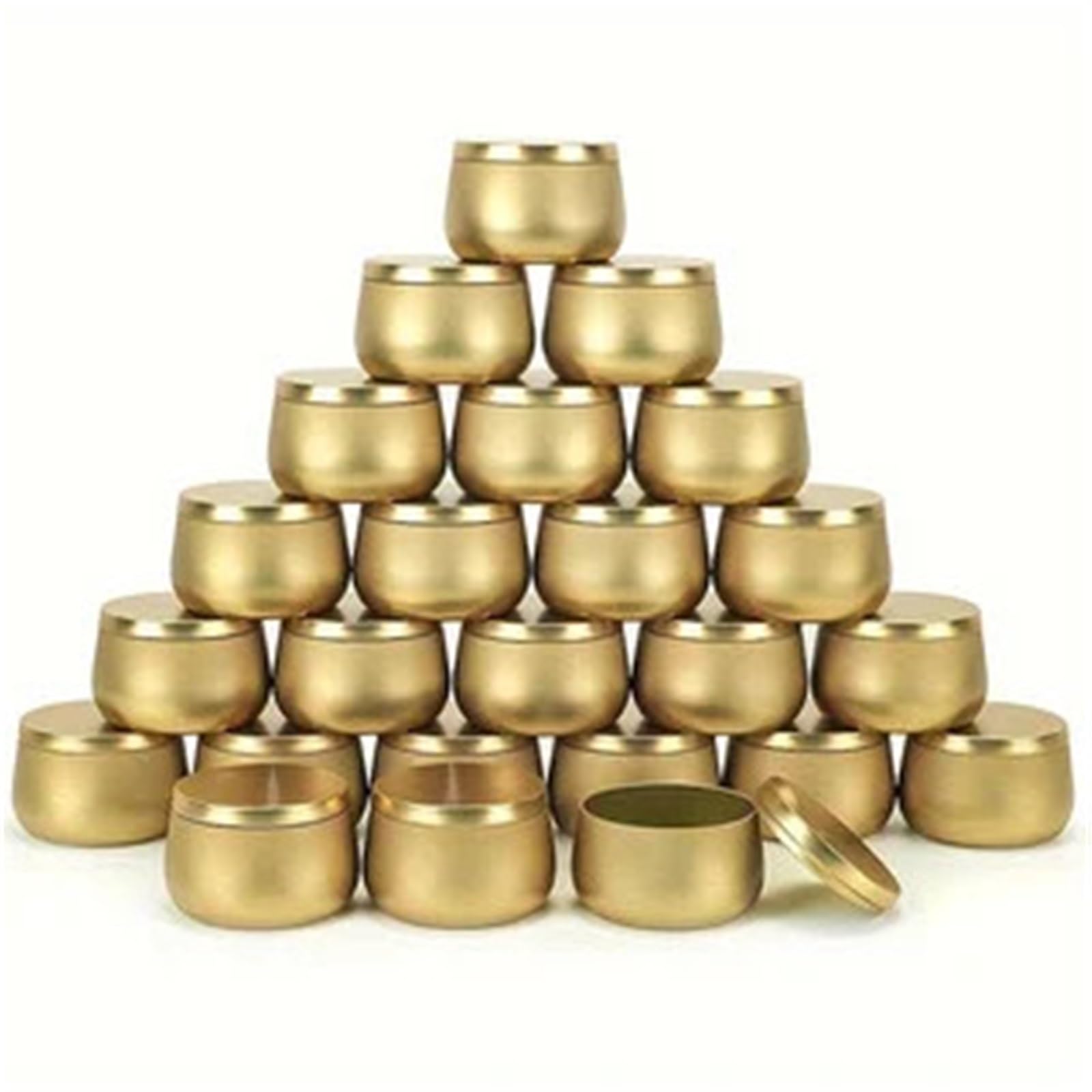 Xinglongs Candle Tin 24PCS Multi-Purpose Tins 24pcs 4Oz Metal Candle Tins with Lids - DIY Candle Making Kit, Versatile Storage(Gold)