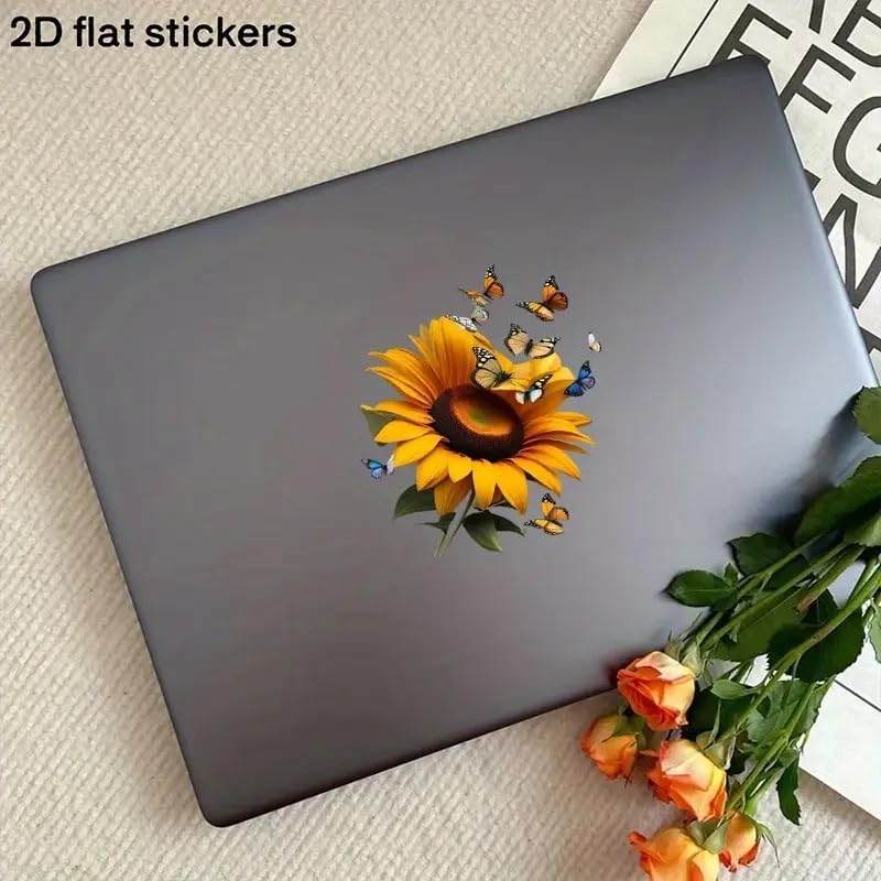 Sunflower and Colorful Butterflies PVC Vinyl Car Decals Stickers Waterproof Self-Adhesive Decals for Cars, Laptops, Trucks, Motorcycles Wall Window Luggage Scratch Cover Door Decor Sticker - Image 6