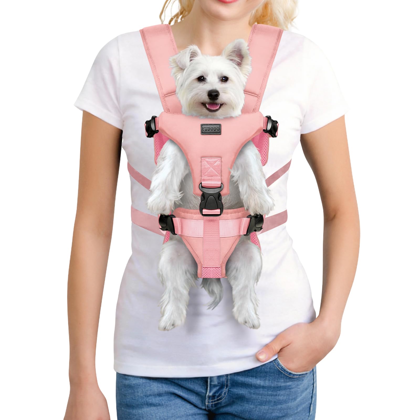 YUDODO Front Pet Carrier Backpack for Small Dogs and Cats, Secure and Breathable Mesh, Ergonomic Support, Adjustable for Walking, Hiking, or Travel (