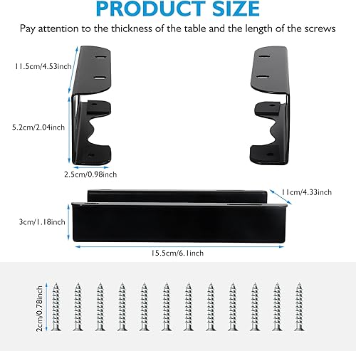 Miniatura 8 de Soporte para debajo del escritorio para Thunderbolt 4Thunderbolt 3 Dock y cable de alimentación, estante de almacenamiento de hierro debajo del