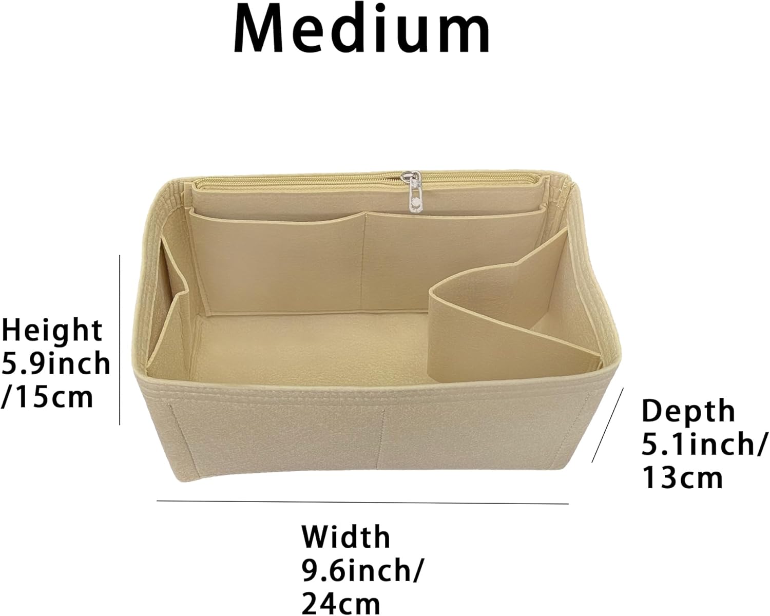 Purse Organizer Insert, Felt Bag Organizer Handbag Tote Shaper, Felt Material, Soft and Non Damaging Bag (Beige,M) - Image 2