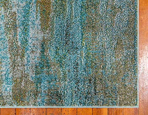 Image of Unique Loom Jardin Collection Vibrant Abstract Turquoise Runner Rug (2' 7 x 10' 0)