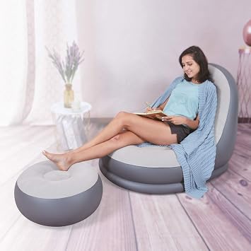 Benross Inflatable Chair & Footstool Set for Gaming, Reading & Movies