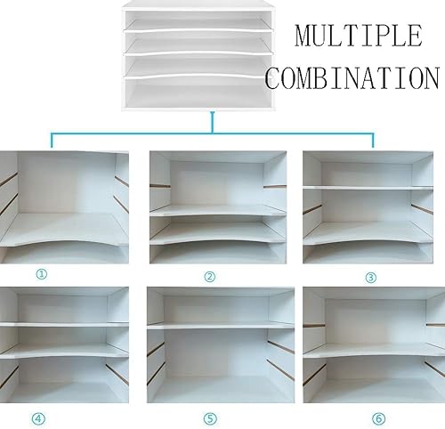 Miniatura 8 de Organizador de papel de escritorio, organizador de madera, estantes de papel de oficina, bandeja de cartas, clasificador de archivos con estantes