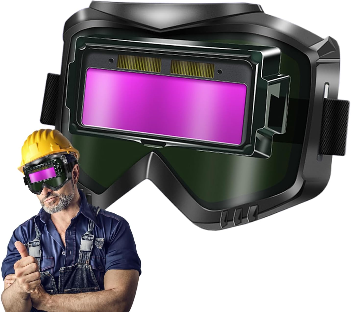 Auto Darkening Welding Glasses – PC Material | Automatic Dimming Head-Mounted Welding Goggles | Professional Eye Protection Shield For Electric Weldiing Arc Grinding And Gas Wellding Safety